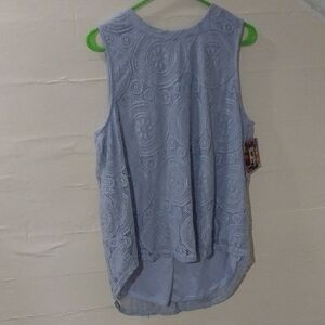 Elegant Blue Sleeveless Lace Top